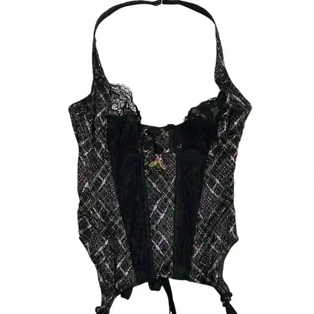 Savage X Fenty A Little Tart Women’s XS Black Multi Plaid Corset Bustier NWT - Picture 3 of 12